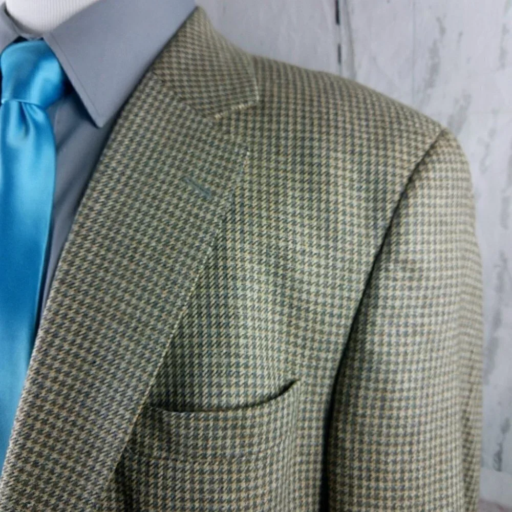 Jos A Bank 1905 46L Silk 2 Button Multicolor Houndstooth Blazer Sport Coat